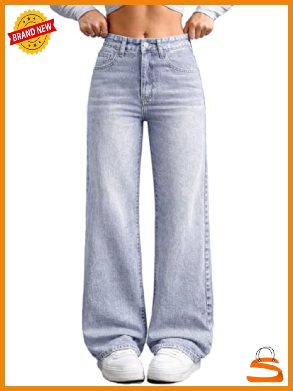 Women's Wide Leg Baggy Jeans High Waisted Stretchy Y2K Casual Denim Pants